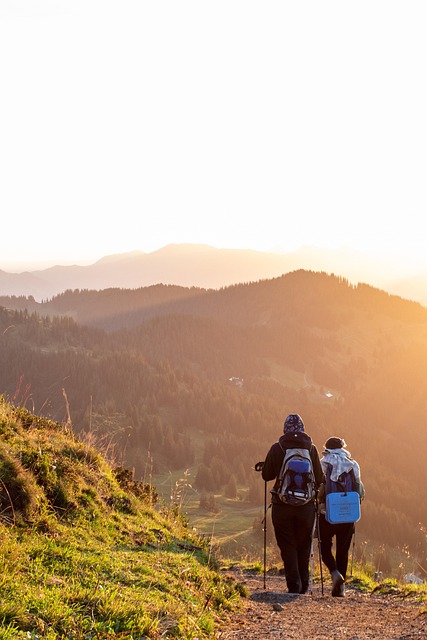 People hiking on a beautiful mountain trail